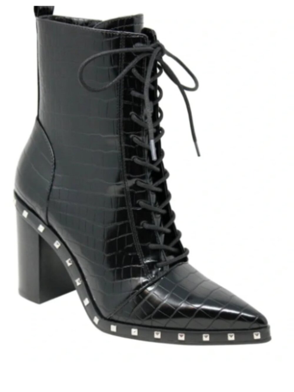 Charles by Charles David Debate Black Croc Studded Goth Witch Boots Halloween 7